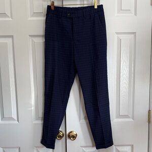 Zara Men's Dark Blue Patterned Dress Pants